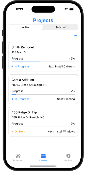 BuildFlow Projects View
